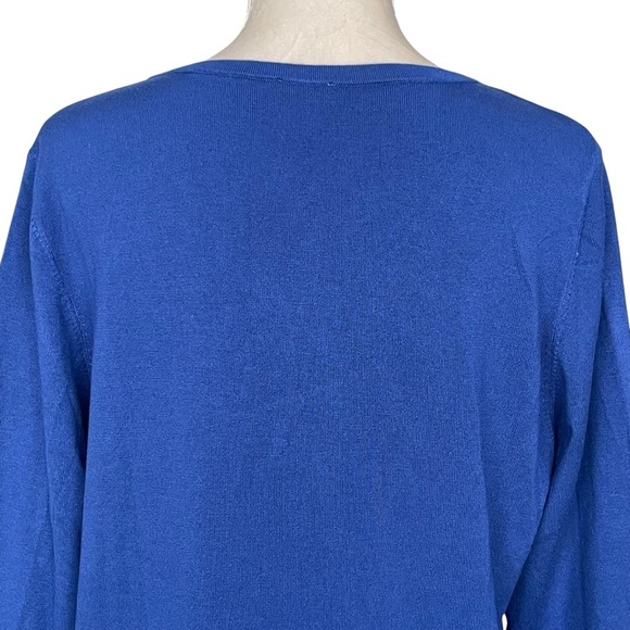Chico’s Button Detail V-neck Pullover Blue Sweater Women’s Size 2 Regular Size L - Picture 5 of 9